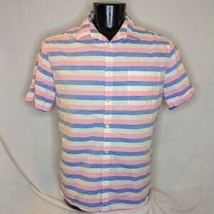 American Heritage Striped Shirt Men's XL Blue & Pink Casual